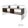 Hanah Home TV404 Soporte de TV Nogal con Cristal Templado